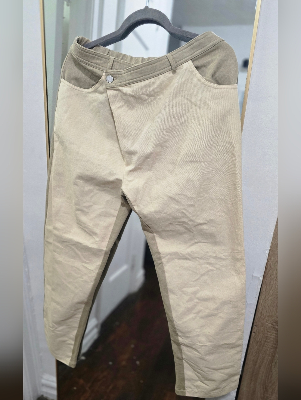 Two-Tone Beige/Tan Casual Pants